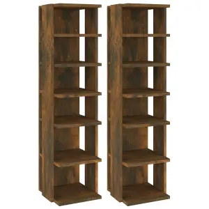 Shoe Racks 2 pcs Smoked Oak 27.5x27x102 cm Engineered Wood