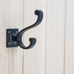 Hammer & Tongs - Square Back Hat & Coat Hook - W35mm x H80mm - Black