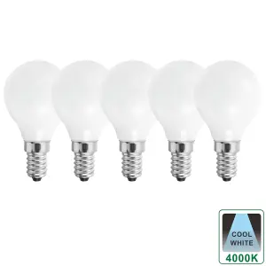 Harper Living 5 Watts E14 LED Bulb Opal Golf Ball Cool White Dimmable, Pack of 5