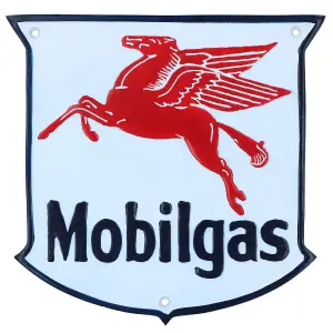 Mobilgas Aluminium Sign Plaque Door Wall Garage Petrol Oil Workshop Garage