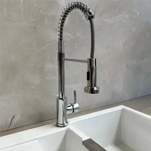 Liquida CT594CH Chrome Spring Style Kitchen Mixer Tap With Pull Out Spray Head