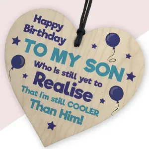 Red Ocean Son Gifts From Mum 18th 21st 30th Birthday Gift For Son Wood Heart Funny Gift For Son