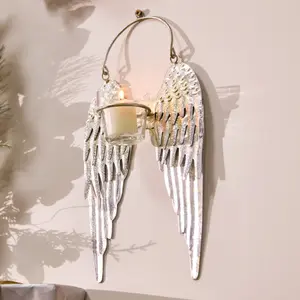 Silver Angel Wings Decorative Tealight Décor Christmas Candle Holders