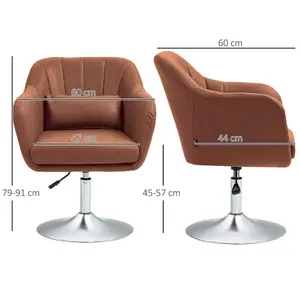 HOMCOM Stylish Retro Swivel Tub Chair Steel Frame Cushion Seat Dark Brown