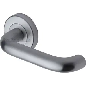 Heritage Door Handle Lever Latch on Round Rose Harmony Design (Set of 2) Satin Chrome