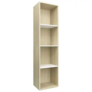 Berkfield Book Cabinet/TV Cabinet White and Sonoma Oak 36x30x114 cm Engineered Wood