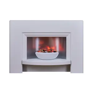 Suncrest Stockeld White MDF & stainless steel Freestanding Electric fire suite