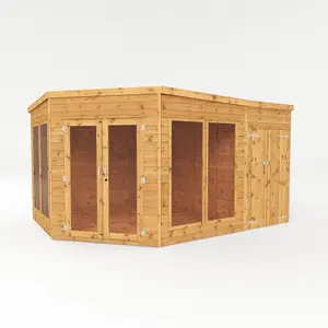 Mercia 13x9 ft with Double door & 4 windows Pent Wooden Summer house (H)2146mm x (W)4057mm