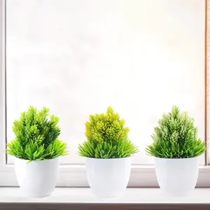 Bonicxane Set of 3 Artificial Plants Faux Succulent for Bedroom Office Desk & Home Decor Green Ambience