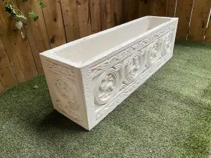 Large Tiger Design White Stone Planter Trough