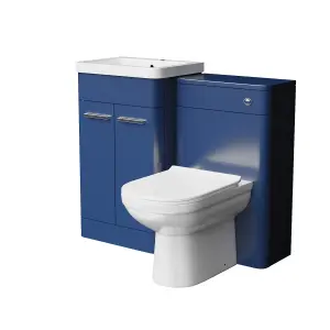 Nes Home 500mm Freestanding Vanity Unit with Basin, Back to Wall Toilet, WC unit Royal Blue