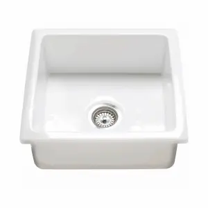 RAK Ceramics Gourmet 2 Belfast Style Fireclay Undermount Kitchen Sink - Gloss White