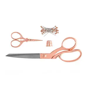 Set: Dressmaking (21.5cm) and Embroidery (9.5cm), Thimble & Pins: Rose Gold