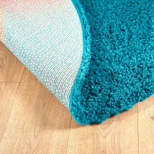 Teal Blue Thick Shaggy Rug - California