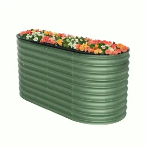 Light Green Oval Garden Two-grid Metal Raised Bed Galvanized Raised Planter Box Outdoor Raised Garden Bed Kit