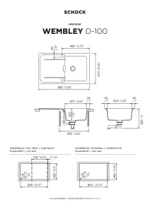 Schock Composite Granite Wembley 1.0 Bowl & Drainer Magma Inset/Undermount Kitchen Sink - WEMD100MA