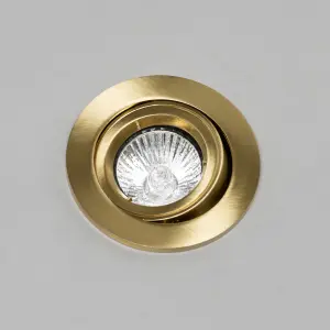 Litecraft 2 Pack Satin Brass Modern IP20 Fire Rated Adjustable Downlights