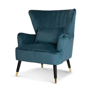 Velvet Teal Camila Accent Wingback Chair