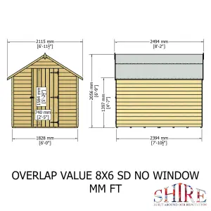 Shire Overlap 8x6 Single Door Windowless Value Shed