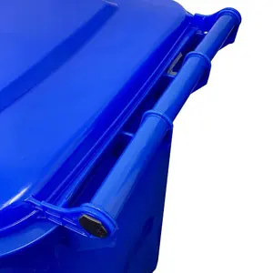 Blue 240L Standard Sized Outdoor Recycling Wheelie Bin With Rubber Wheels & Lid