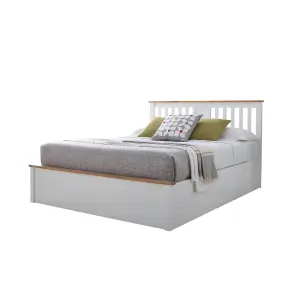 Verona Ottoman Bed - White - Double Bed Frame Only