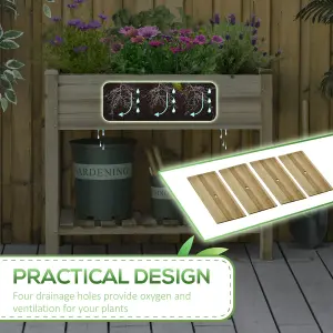 Outsunny Raised Garden Bed w/ Legs and Storage Shelf Elevated Wood Planter Box