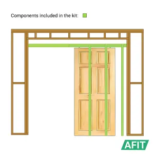 AFIT Pocket Door Kit - Single Pocket Door Sliding System with Soft Close - 1200 x 2400mm Max Door Size