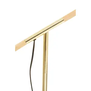 Interiors by Premier Shiny Brass Adjustable Floor Lamp, Convenient Office Lamp, Space-Saver Lamp, Rotating Bedroom Lamp