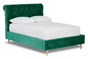 Zephyr Fabric Scroll Bed With Low Foot End Bed Base Only 6FT Super King- Brecon Emerald