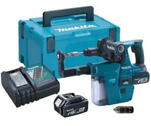 Makita DHR243RMJ 18v LXT Brushless Rotary Hammer Drill + Chuck + DX01 Extractor