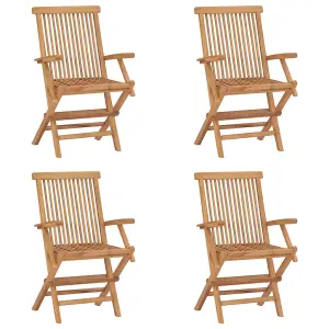 Berkfield Folding Garden Chairs 4 pcs Solid Teak Wood