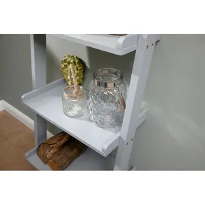 Ira 5-Tier Ladder Shelf Bookcase Unit Grey