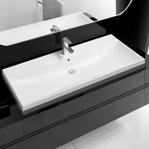 5409 Ceramic 120cm x 45cm Thick-Edge Inset Basin with Scooped Full Bowl