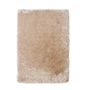 Hand tufted Solid Beige Plain Shaggy Rug-200cm X 290cm