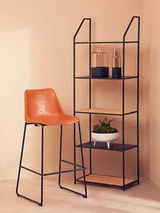 Interiors By Premier Open And Functional Storage Five Tier Shelf Unit, Metal Frame Unit, Sturdy And Durable Wooden Bookshelf