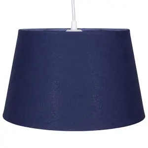 Traditional 30cm Midnight Blue Linen Fabric Drum Table/Pendant Shade 60w Maximum