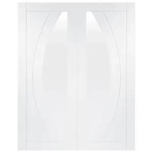 Internal Salerno Pair White Clear Glass Primed Door 1981 x 1220 x 40mm (48")