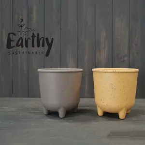 Yellow Coffee Husk Planter with Feet Small