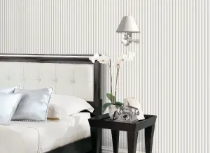 Galerie Smart Stripes 2 Silver Grey Breton Stripe Smooth Wallpaper