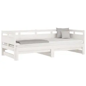 Berkfield Pull-out Day Bed White Solid Wood Pine 2x(80x200) cm