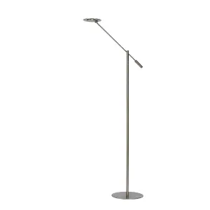 Lucide Anselmo Modern Floor Reading Lamp 25cm - LED Dim. - 1x9W 3000K - Satin Chrome