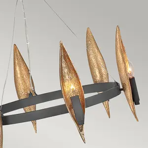 Luminosa Hinkley Willow Cylindrical Pendant Ceiling Light Carbon Black with Deluxe Gold