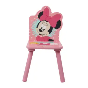 Disney Minnie Mouse Table and Chairs Set, 15mm MDF, pine wood, Light Pink, Table: W60 X D60 X H48cm, Chair: W28 X D29 X H58cm