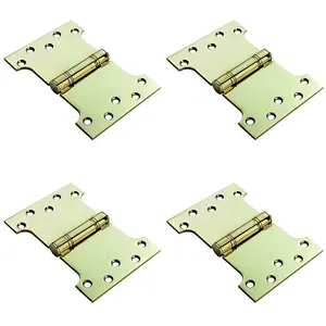 4 PACK - PAIR 101.6 x 101.6 x 3mm Parliament Hinge Polished Brass Internal Door