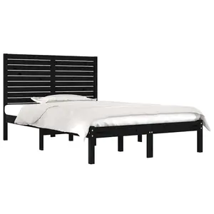 Berkfield Bed Frame Black Solid Wood 135x190 cm 4FT6 Double