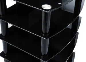 Centurion Supports Galago 5-Shelf Premium Black Glass with Black Legs AV Rack