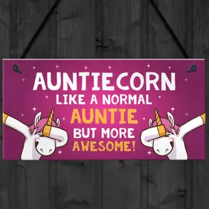 Red Ocean Funny Auntiecorn Plaque Auntie Unicorn Gifts Birthday Christmas Gift For Auntie Gifts From Niece Nephew