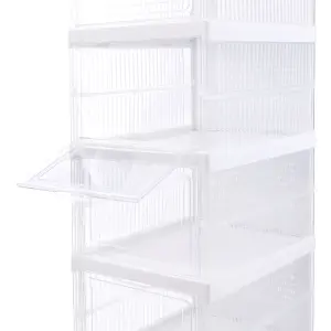 6-Tier Foldable Shoe Storage Box with Transparency