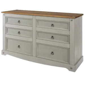 Premium Corona, Grey, 3+3 drawer wide chest of drawers