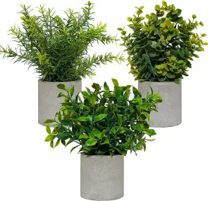 DANISCH 3 Sets Mini Potted Artificial Plants Indoors Outdoor Home and Room Decor